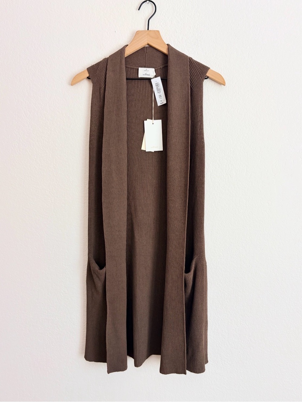 NWT Wilfred Dunkirk Sweater Sleeveless Ribbed Long Vest Chocolate Brown